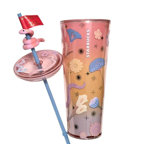 New Starbucks Cute Snake Tumbler Pastel 2025 Lunar New Year Cold Cup Mug 24oz - Picture 2 of 12
